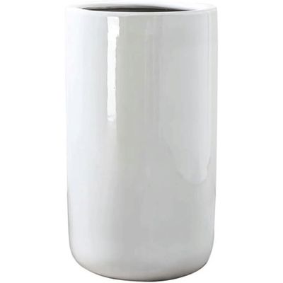 ZQDUFEA Tall Round Flower Pot with Drainage Holes, White Ceramic Planter for Garden, Terrace, or Houseplants