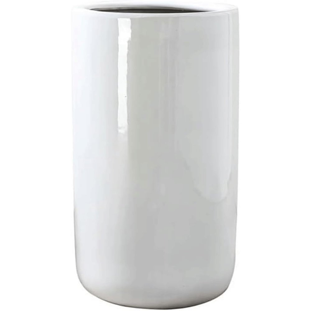 ZQDUFEA Tall Round Flower Pot with Drainage Holes, White Ceramic Planter for Garden, Terrace, or Houseplants