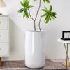 ZQDUFEA Tall Round Flower Pot with Drainage Holes, White Ceramic Planter for Garden, Terrace, or Houseplants view 3