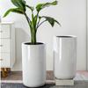 ZQDUFEA Tall Round Flower Pot with Drainage Holes, White Ceramic Planter for Garden, Terrace, or Houseplants view 4