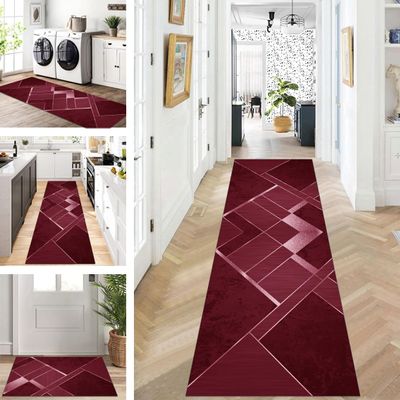 ZUZEKU Vintage Wine Red Runner Rug, Washable Non-Slip, 120 x 450 cm