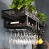 Metal Wall-Mounted Wine Rack with Hanging Glass Holder view 3