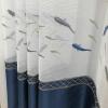 Wycian Kitchen Curtains, 2-Piece Set, Blue Voile with Embroidered Fish Patchwork, H160 x W107 cm view 1