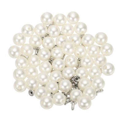 PATIKIL 100 Sets 8mm Round White Faux Pearl Studs for Clothing
