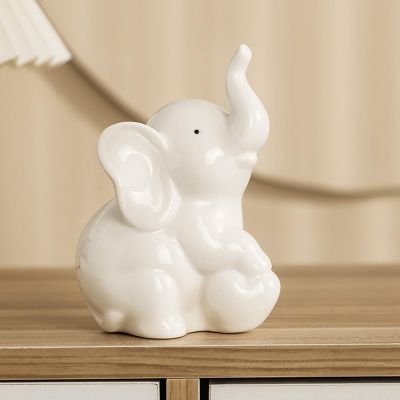 GJFASGF White Elephant Statue, Modern Ceramic Decor, Large
