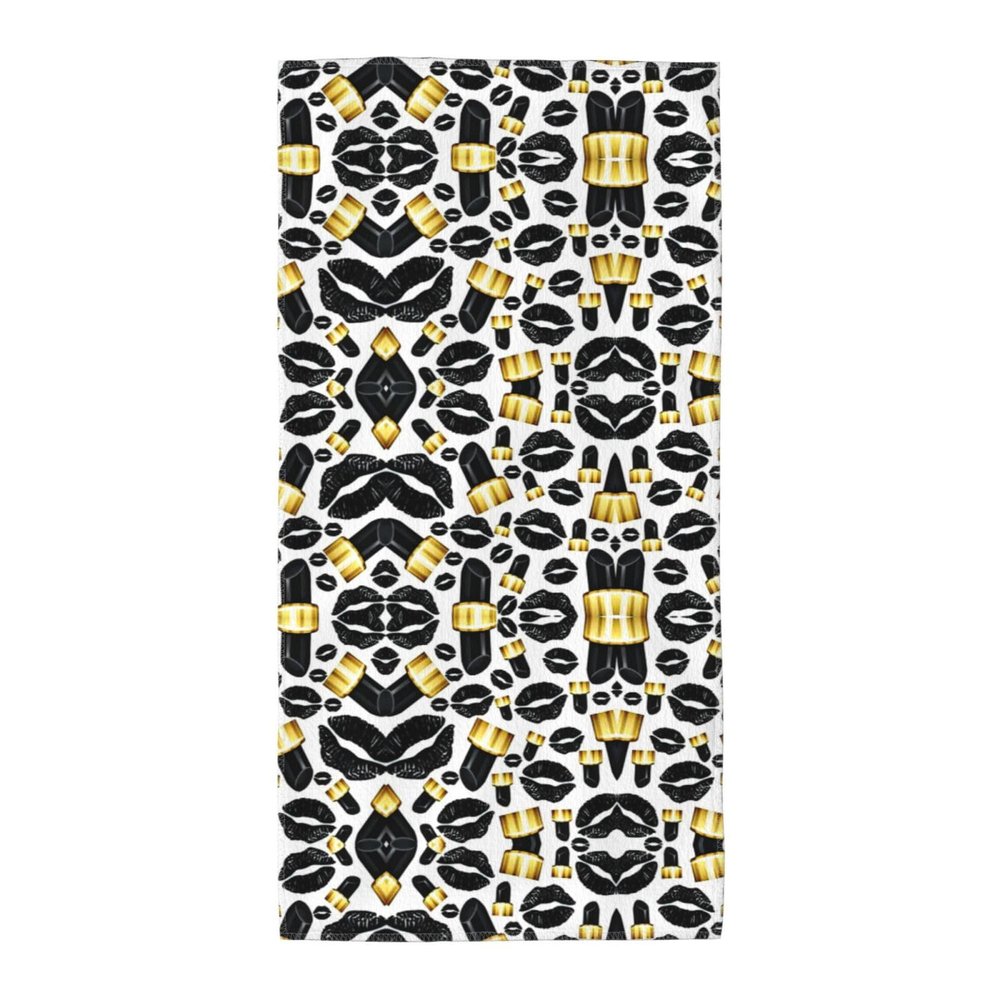 SamLng 30.5 x 61 cm Large Towel, Lightweight Black Lips Print