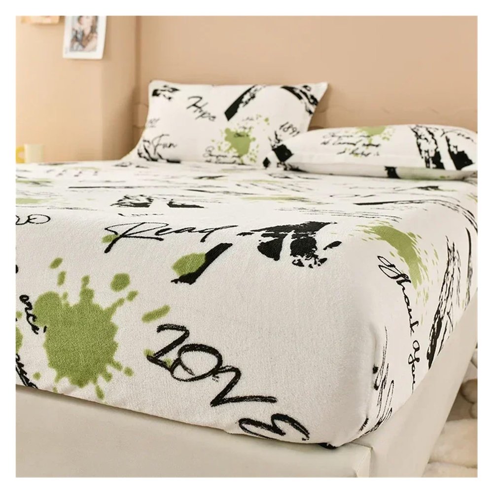 CYMMIYT Velvet Winter-Warm Fitted Sheet for Double, Queen, or King Beds, Xsgd, 138 x 190 x 30 cm, 1 pc