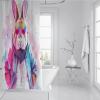 SHUODAOCO Stylish Rabbit Polyester Shower Curtain with Hooks, 120W x 180L cm view 3