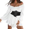 LOSSLO Women's White Pirate Costume Dress with Corset view 1