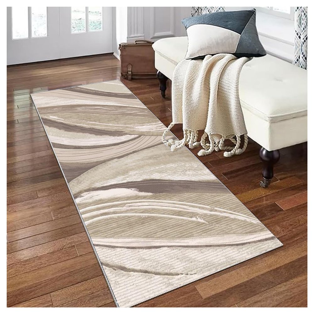 Beige Modern Hallway Runner Rug 110 x 440 cm