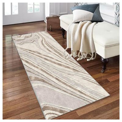 Siunwdiy Beige-Brown Washable Non-Slip Runner Rug, 40 x 280 cm
