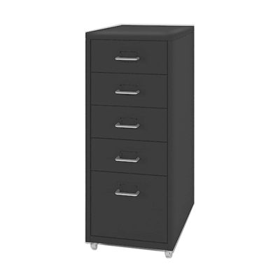 Mobile Filing Cabinet with 5 Drawers and Lock, Gray