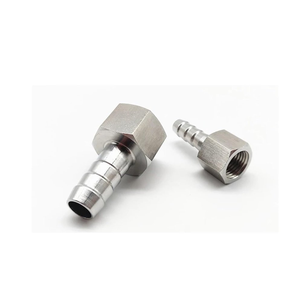 SSOPTMCB 1-Pc. 6 mm, 8 mm, 10 mm, 12 mm, 14 mm, 16 mm or 19 mm Hose Barb to M10, M12, M14, M16, M18 or M20 Female Thread, 304 Stainless Steel High-Pressure Pipe Fitting (M18 × 1.5 to 10 mm)
