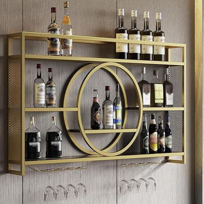 Wall-Mounted Metal Wine Rack, 140 cm, Gold