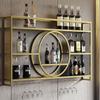 Wall-Mounted Metal Wine Rack, 140 cm, Gold view 1