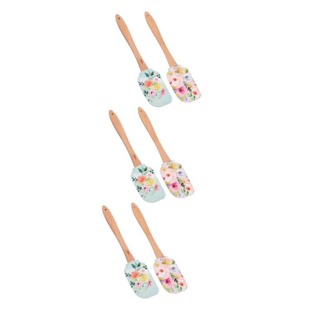 Cabilock 6-Piece Dough Scrapers with Wooden Handles, Heat-Resistant Baking Utensils