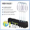 Portable Volleyball and Badminton Net Set for Backyard and Beach, with 2 Nets, Adjustable Poles, PU Volleyball, Aluminum Rackets and Carrying Bag view 4