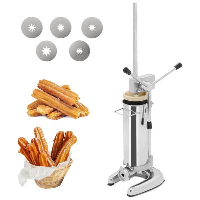 Naturalpowev Churrera Churro Maker, Commercial 2 L/3 L Manual Stainless Steel Machine with 5 Molds