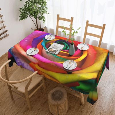FHEDVBN Colorful Rose Tablecloth for Rectangular Tables, 137 x 183 cm
