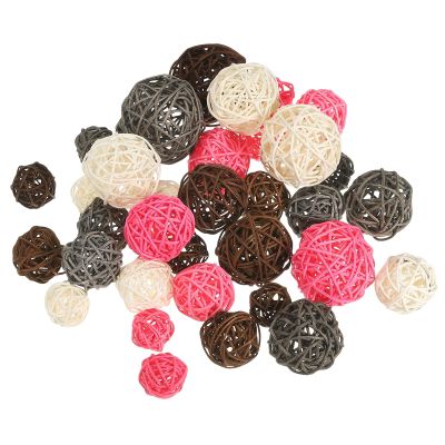 PATIKIL 36-Pc. Decorative Rattan Balls, White/Pink/Gray/Brown