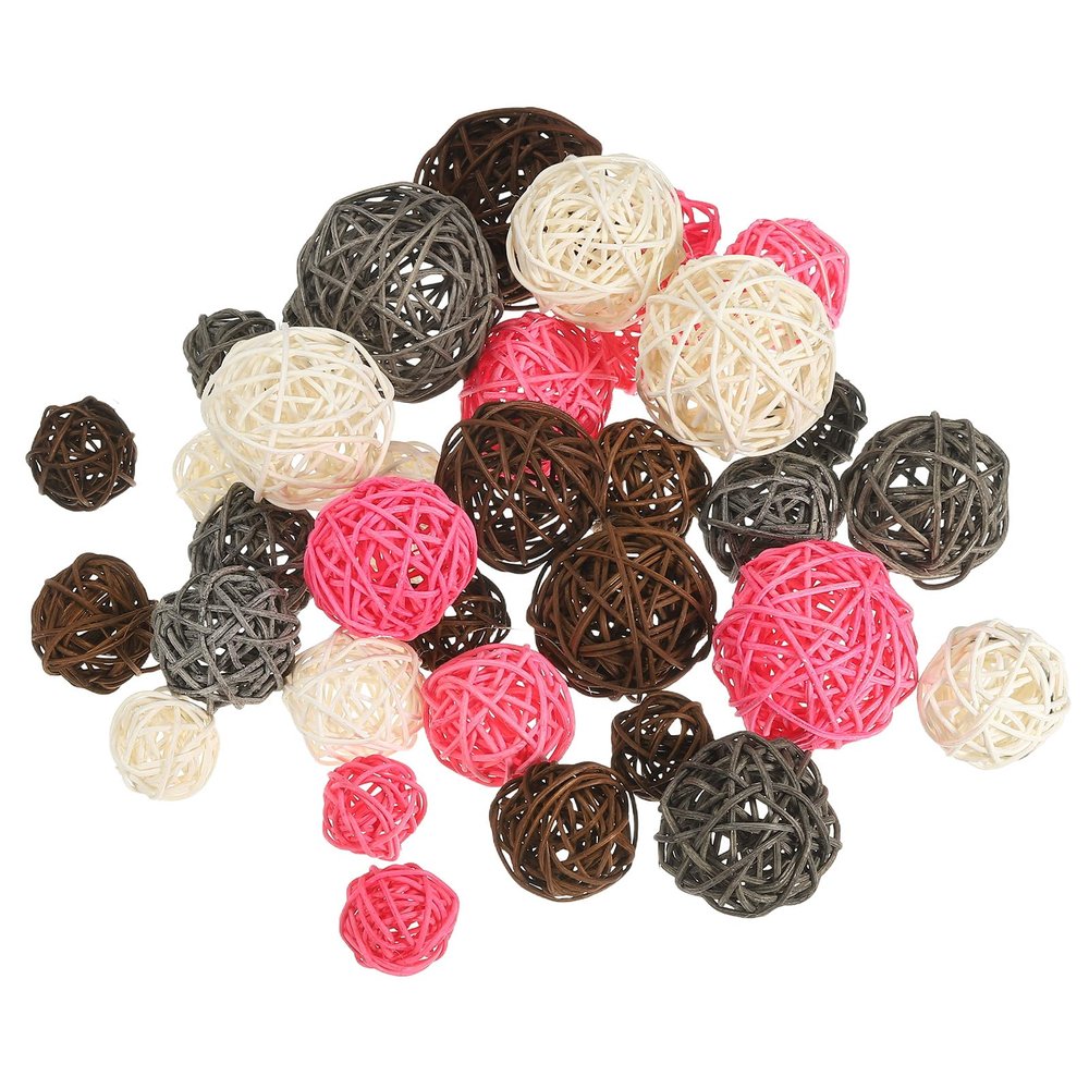 PATIKIL 36-Pc. Decorative Rattan Balls, White/Pink/Gray/Brown
