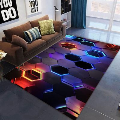 Geometric 3D Illusion Area Rug for Living Room or Bedroom, Flannel Gaming Rug, 160 x 230 cm, Color 5