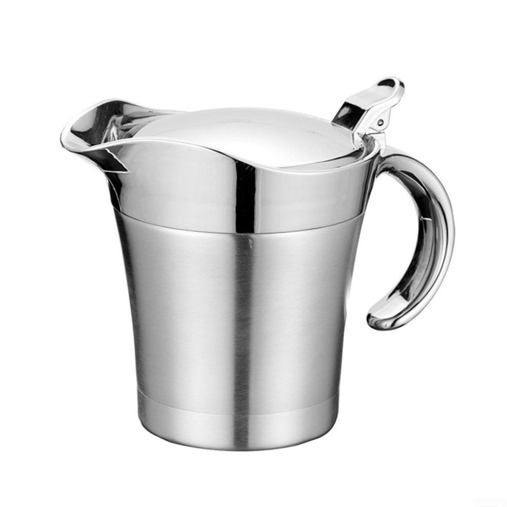 Eawfgtuw Stainless Steel Sauce Boat with Lid, Double-Walled Insulated, 450 ml