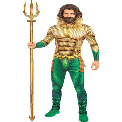 Funidelia | Aquaman Costume with Accessories for Men - DC Comics Justice League Adult Costume for Parties, Carnival & Halloween - Size L - Gold