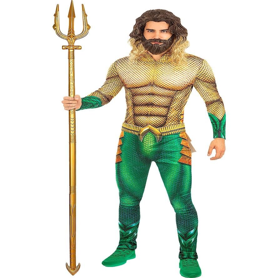 Funidelia | Aquaman Costume with Accessories for Men - DC Comics Justice League Adult Costume for Parties, Carnival & Halloween - Size L - Gold