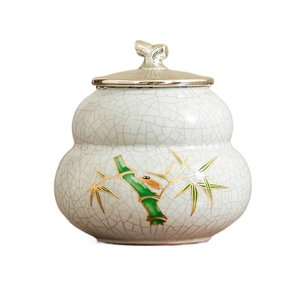 Ceramic Tea Storage Canister with Pumpkin Ornament