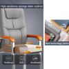 Modern Gray Leather Office Chair with Armrests for Reception, Conference, and Training, 62 x 56.4 x 110 cm view 4