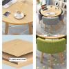 Modern Round Bar Table and Chair Set, Yellow Cotton-Linen view 3