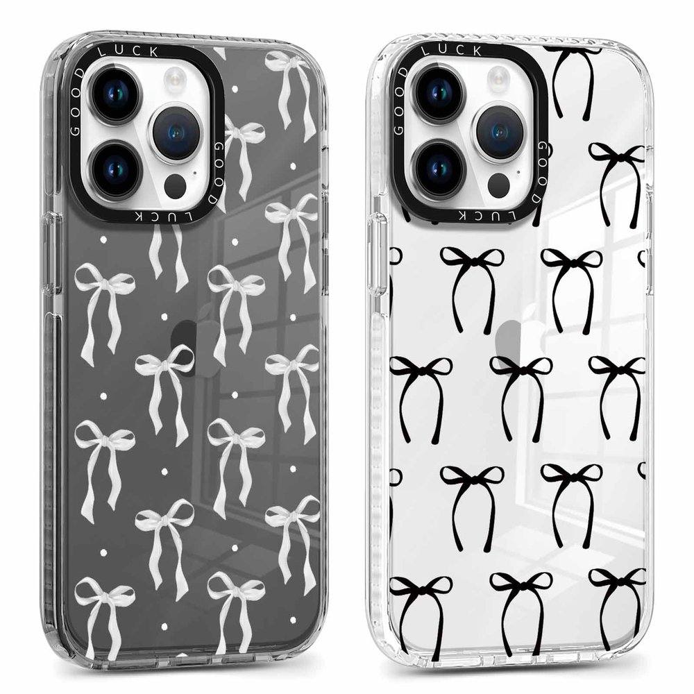 Phoona 2-Pack Phone Cases for iPhone 15 Pro Max 6.7", Gray Bow Pattern, Soft Thin TPU Silicone