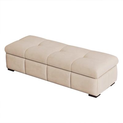 LMXRYPD Storage Ottoman Bench with Padded Seat and Legs, White, 140 cm/55.1 in