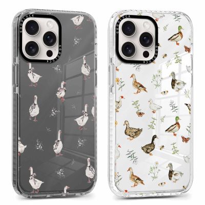 Phoona 2-Pack Phone Cases for iPhone 16 Pro Max, 6.9-inch, Aesthetic Duck Pattern, Soft Ultra-Thin TPU, Transparent Black