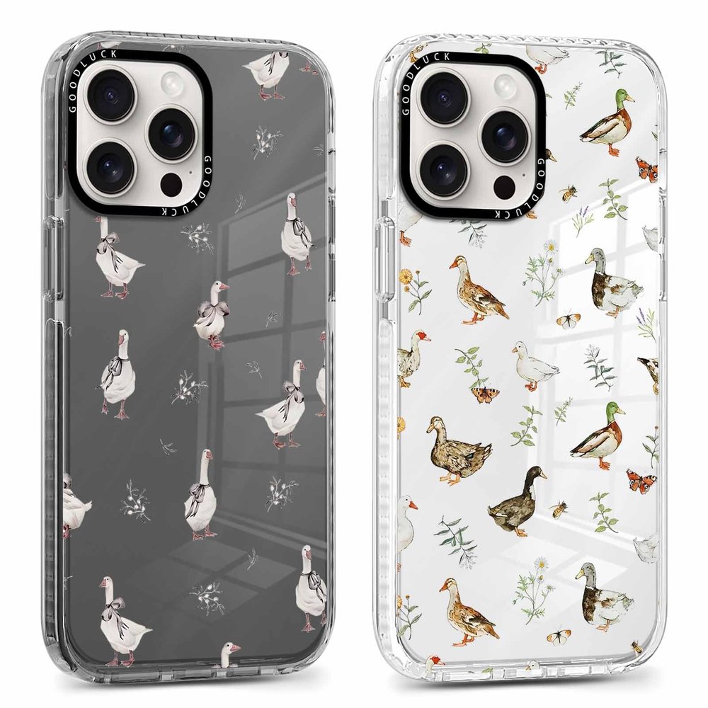 Phoona 2-Pack Phone Cases for iPhone 16 Pro Max, 6.9-inch, Aesthetic Duck Pattern, Soft Ultra-Thin TPU, Transparent Black