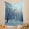 BIAFRA Cozy Flannel Blanket, Tree and Snowflake Print, 150 × 200 cm view 2