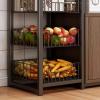 Metal Kitchen Rack with Wooden Top, Storage, and Microwave Stand, 80 cm High view 3