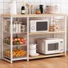 Metal Kitchen Rack with Wooden Top, Storage, and Microwave Stand, 80 cm High view 4