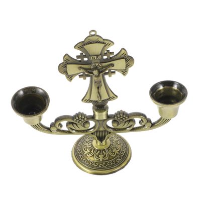 2-Head Zinc Alloy Candle Holder for Christmas