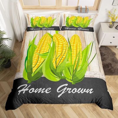 YZQGLHP Corn Food Microfiber Bedding Set, Soft, 200 x 200 cm, with Zipper, Duvet Cover 200 x 200 cm and 2 Pillowcases 80 x 80 cm, Teenagers
