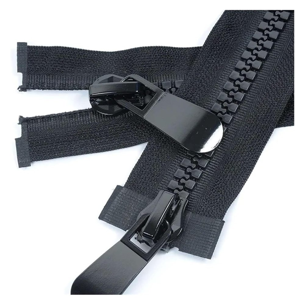 Metal Zippers, Closed-End and Double Open-End, Large Two-Way Zipper for Jackets and Tents (AP551, Black, 250 cm)