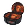 Happy Halloween Leather Drink Coasters with Holder, 6-Piece Set view 1