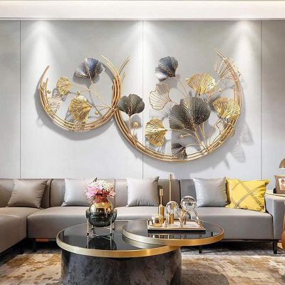 HGRYNDRO 3D Metal Ginkgo Leaf Wall Decor, 145 x 83 cm