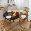 JTKREZ Round Tablecloth with Chicken and Rooster Farmhouse Print, Washable, 122 cm view 2