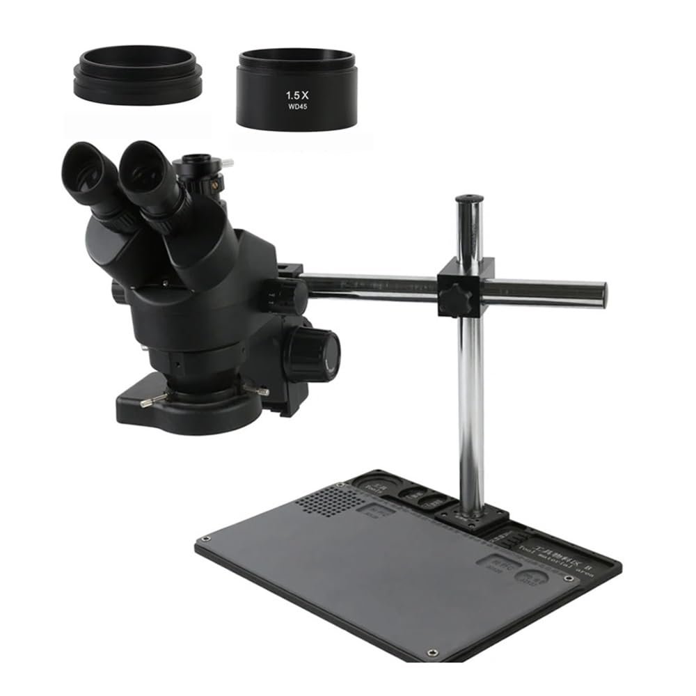 SBCGFY Microscope Accessory Set, 7–45X/3.5X–90X Trinocular Stereo Zoom Microscope Phone Repair Stand with 0.5X, 1.0X, 0.7X, and 2.0X Objective Lenses
