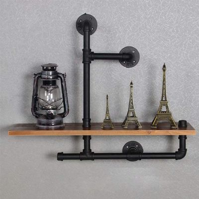 Rustic Industrial Wood Plank Wall Shelf for Bedroom, Living Room, Bathroom, Kitchen, and Office