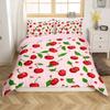 Generic Cherry Bedding Set 155 x 220 cm, Soft Microfiber 3D Fruit Print, Duvet Cover + 2 Pillowcases 80 x 80 cm, Zipper, d5285 view 1