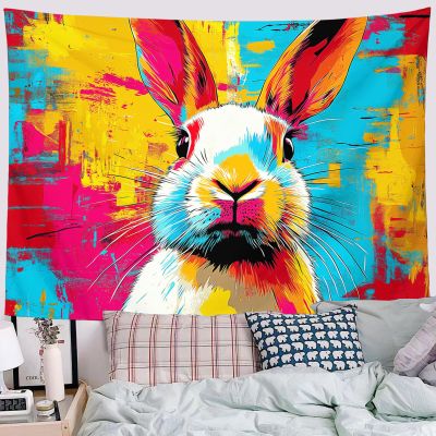 ALTCIRNMD Watercolor Rabbit Wall Tapestry, 180 x 230 cm, Punk Graffiti Wall Hanging for Living Room and Bedroom