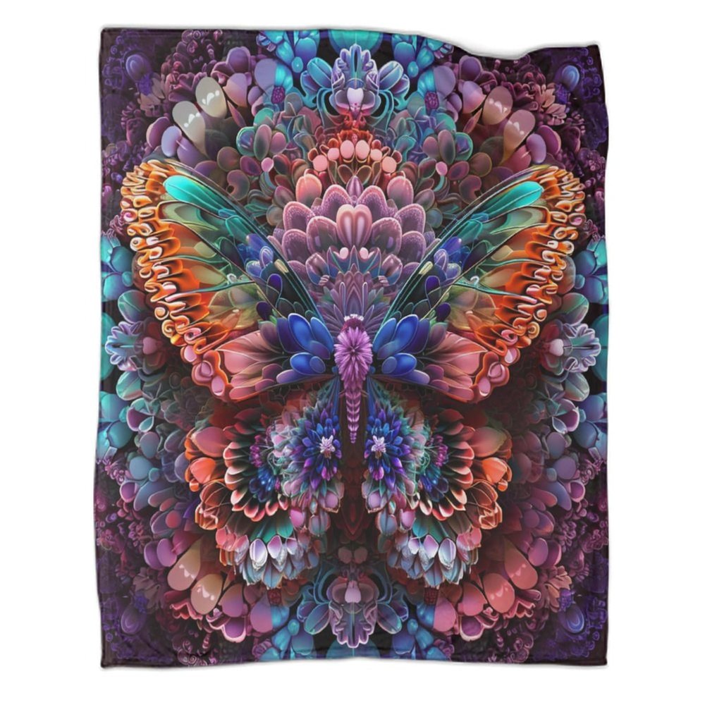 Butterfly Super Soft Fluffy Breathable Warm Flannel Fleece Blanket, Custom 3D Print, 80 x 90 in (200 x 230 cm)